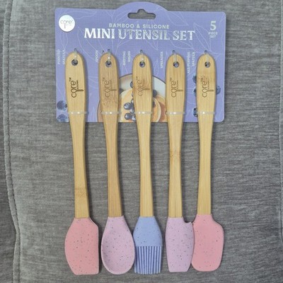 Core Kitchen Mini Utensil 5 Pc Bamboo & Silicone BPA Free Romantic Kitchen New