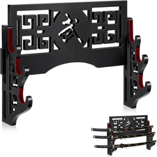 Barydat Katana Stand Sword Holder Wall Mount Display 3 Tier, black 