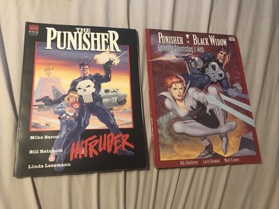 The Punisher Intruder 1991 & Black Widow Spinning Web 1992 Marvel Graphic Novels
