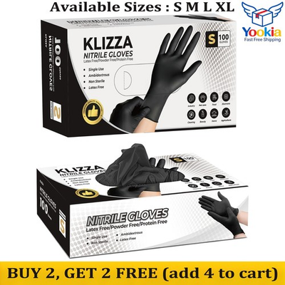 #ad Disposable Nitrile Exam Gloves 5 Mil Black Powder Free Heavy Duty Clean Gloves $6.21