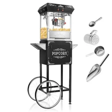 OPEN BOX - Vintage Style Popcorn Popper Machine w Cart and 6-Ounce Kettle