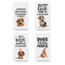Dachshund Decor Kitchen Towels Set of 4, Dachshund Gifts for Women, Weiner Do...