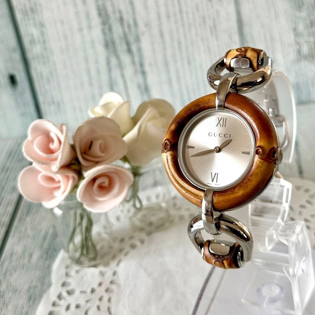 Gucci Bangle Watch Quartz PG Color GG Pattern Shell Dial Bamboo GUCCI Watches 6800L Bamboo bangle watch Stainless Steel  main image 2