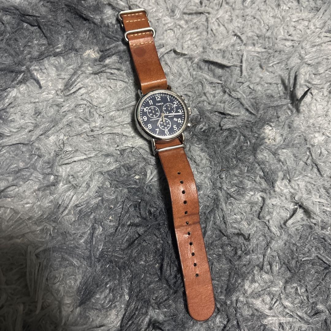 Timex Brown Leather Chronograph Watch with Black Dial Analog 0706