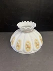 Vintage Painted Glass Melon Lamp Shade Floral Pattern 10” Diameter