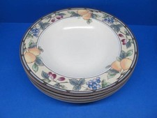 MIKASA Intaglio Garden Harvest Large Rim Soup Bowls 9 3/8" Bundle of 4