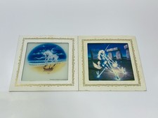 2 Vintage 1980's Carnival Fair Prize Mirror & Picture "Unicorn" Power 8" x 8"