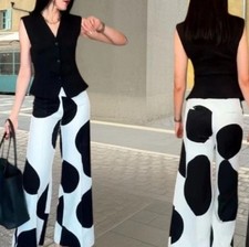 ZARA SS25 ZW COLL. POLKA DOT WIDE-LEG PANTS XS,S,L BLACK/ WHITE 2068/557 NWT