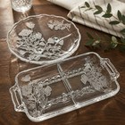Silver CityClear Glass Floral silver overlay Tray Set, Handles, set of 2 — photo 1