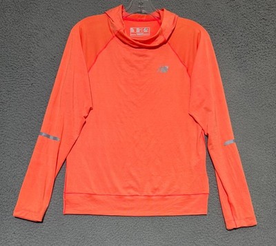 New Balance running seasonless long sleeve hoodie Womens Small Orange NB Dry