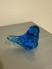 Leonard Ward Blue Bird of Happiness Glass Figurine Signed  Dated 1986