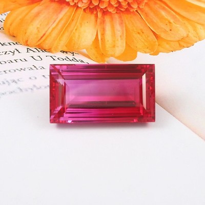 21 Ct Natural Pink Sapphire Faceted Ceylon Baguette Cut Certified Loose Gemstone