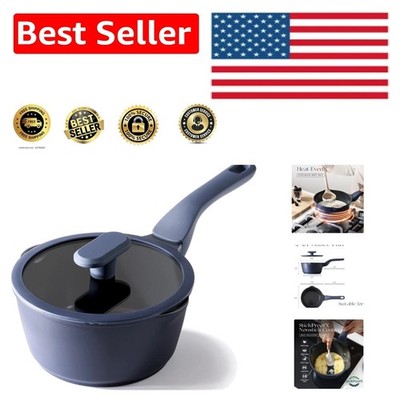 Ceramic Nonstick Saucepan 2QT with Lid, Dishwasher Safe & Even Heat Distribution