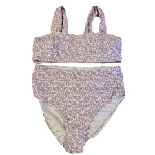 Shein Women's 2 Piece Bikini Set Ditsy Floral Print High Cut Swim Suit Beachwear