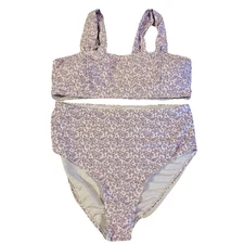 Shein Women's 2 Piece Bikini Set Ditsy Floral Print High Cut Swim Suit Beachwear