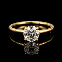 Round Moissanite Solitaire Engagement Ring 925 Sterling Silver Gold Tone