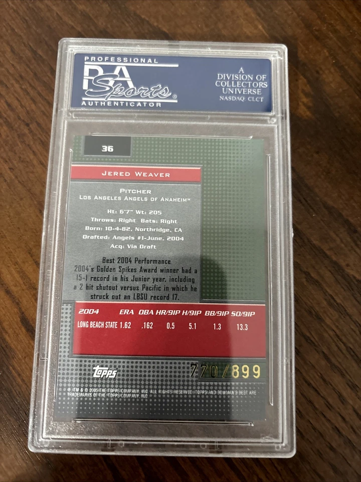 2005 Bowman’s Best Green Jered Weaver - Image 2 of 2