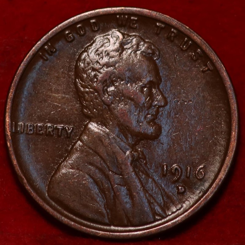 1916-D Denver Mint Copper Lincoln Wheat Cent