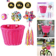 Kids Bike Basket, Bike Basket Front Bike Accessories for Girl Boys, Woven Bic...