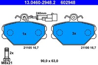 ATE Bremsbelagsatz Scheibenbremse 13.0460-2948.2 FüR Lancia Dedra Tipo Fiat 160