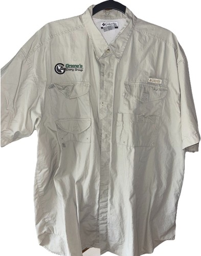 Columbia Fishing🎣 Gear Button Up Shirt XLarge Sportswear Light Tan Short Sleeve