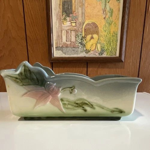 Mint Vintage Hull Ceramic Art Pottery Floral Planter Green Pink Cream