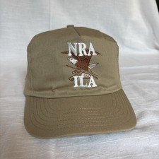 Vintage Eagle Logo NRA ILA Strap Back Hat Tan Khaki Made In USA