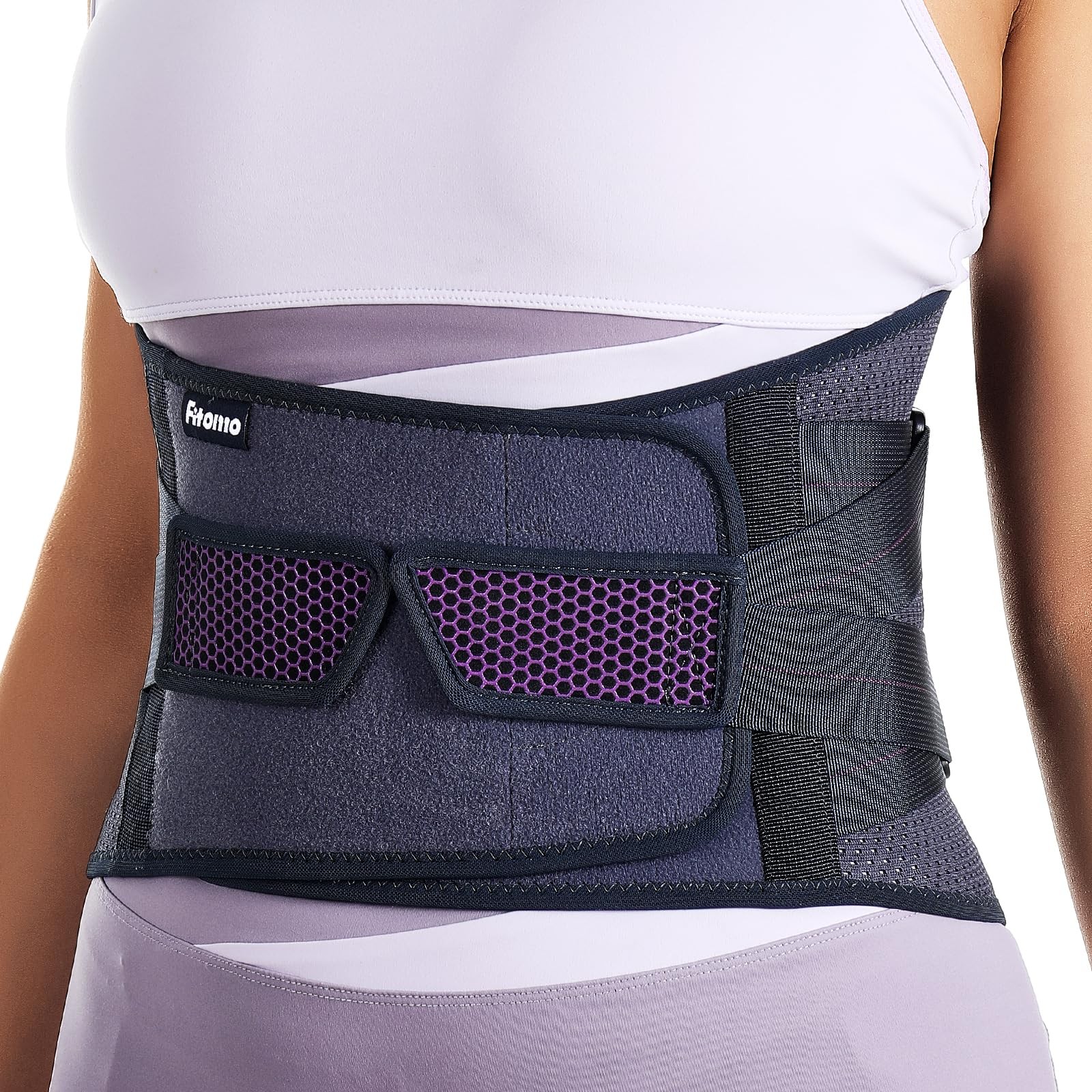 Ceinture lombaire femme à 7 supports métalliques pour soutien dorsal ergonomique en mesh noir M