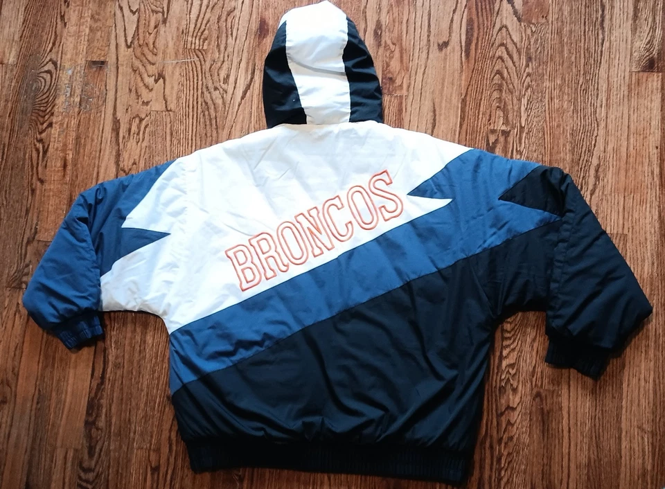 Chaqueta acolchada rara vintage de los 90 Denver Broncos Fans Gear NFL Game Day Foto 2 de 4