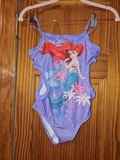 Disney Store Ariel The Little Mermaid One Piece Girls Bathing Suit 9/10