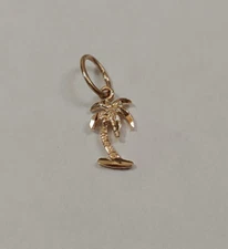 New 14k Yellow Gold Palm Tree Charm Pendant