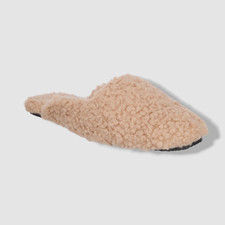 Alfani Women's Beige Shearling Slide Slippers Shoes Size 7-8