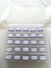 Bobbin Box with 25 Prewound Bobbin Threads on Plastic Bobbins (White)