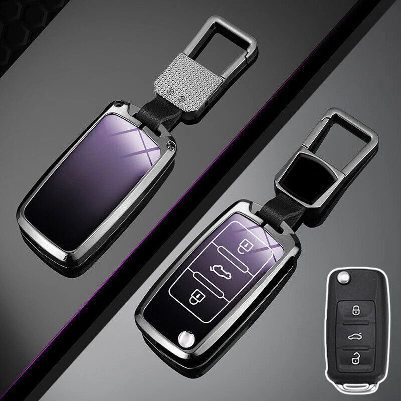 Zinc Alloy TPU Car Key Fob Case Cover For VW Golf Passat CC Jetta Tiguan Beetle - Imagem 4 de 4