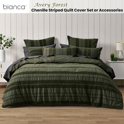 Bianca Avery Forest Chenille Striped Quilt Cover Set or Accessories - Bild 2 von 8