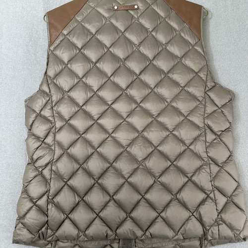 Lauren Ralph Lauren Down Zip Puffer Vest Brown Faux Leather Packable Size L - Picture 17 of 22