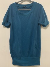 Express Women Small Short sleeve midi sweater dress blue W Pocket Hipster Casual