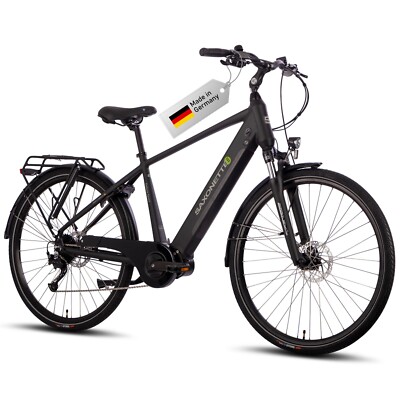 SAXONETTE E Bike Herren mit Miittelmotor 70NM, 418WH Akku, 9 Gänge E Trekking
