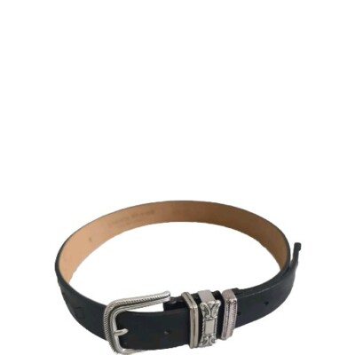 Streets Ahead Modern Western Style Black Leather Belt Silver  display picture 2