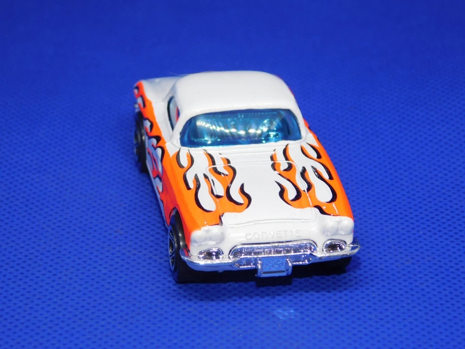Matchbox 1962 Chevrolet Corvette Coupe White w/ ORANGE Flames '62 Chevy 1:58 - Image 4 of 4