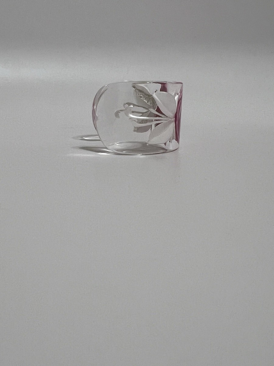Vtg Chanel Clear Pink Camellia Lucite Cuff Bracelet | eBay