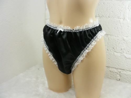 sissy silky black satin lace scrunch butt cheeky panties men lingerie knickers - Picture 2 of 2