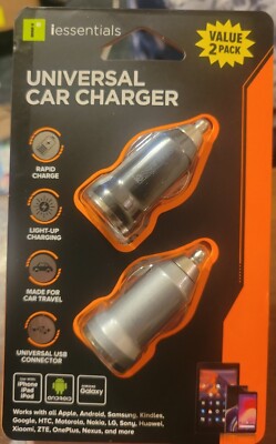 Rapid Universal USB Car Charge Value 2 Pack Rapid Charge Light Up Charging NIP