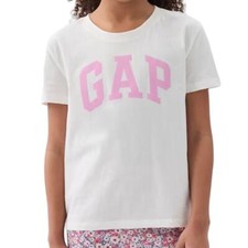 Gap Kids Arch Logo T-Shirt in White/Pink, Size XL