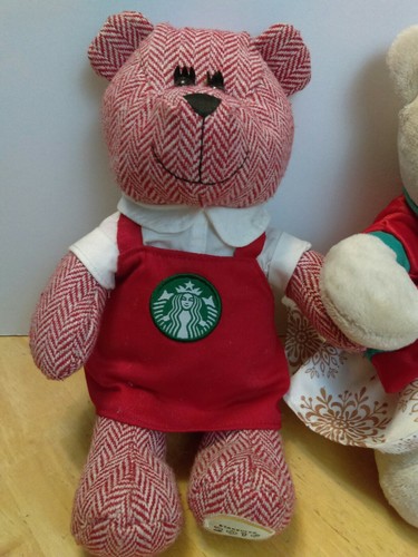 Lot of 2 STARBUCKS Coffee Red and White with Clothes Barista Bears 2016 & 2017 - Picture 3 of 7