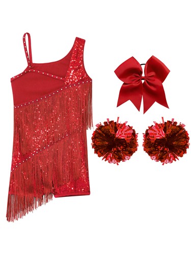 Kids Girls Dress Figure Dance Outfit Ice Skating Uniform Rhinestones Sleeveless - Picture 40 of 68