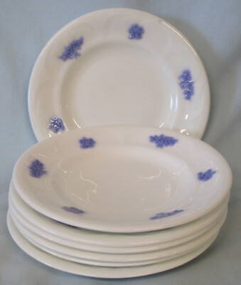 Adderley Blue Chelsea Bread Plate 6 1/8'', Set of 7