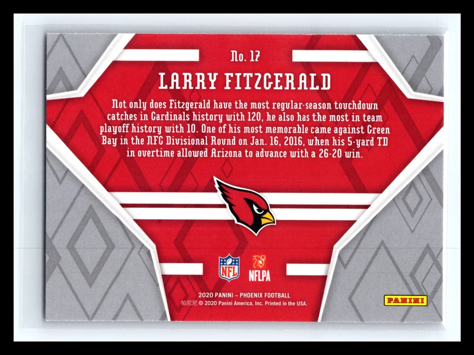 🏈 LARRY FITZGERALD 2020 PHOENIX GAME OVER SILVER HOLO REFRACTOR # 17 - Image 2 of 2