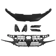Black Upper Trim Replacement+Front Bumper Upper Grill For 2022-2024 Honda Civic
