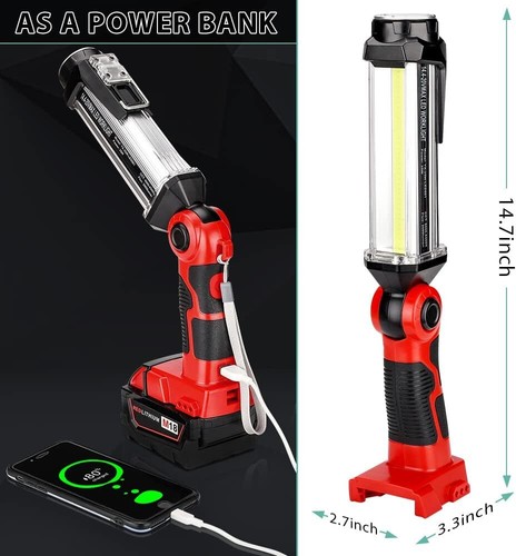 2000LM LED Work Light for Milwaukee 18V Li-ion Battery 35W Camping Flashlight US - Picture 8 of 11